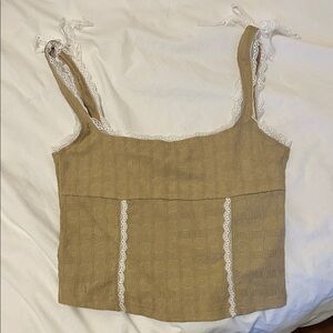Edikted Tan Camisole with Lace Accents